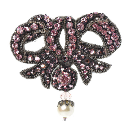 Gucci Metal Crystal Bow Brooch Pink 1 of 5