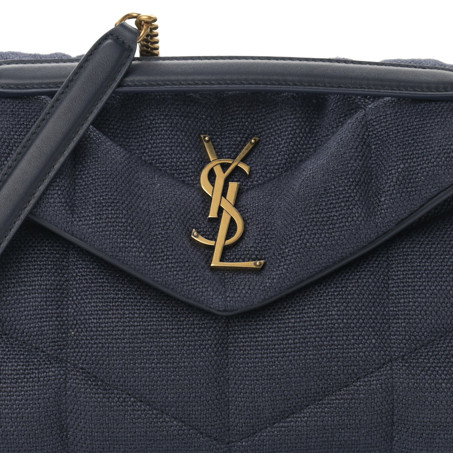 Canvas Quilted Small Loulou Puffer Monogram Chain Satchel Marine