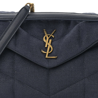 Saint Laurent Canvas Quilted Small Loulou Puffer Monogram Chain Satchel Marine 9 of 9