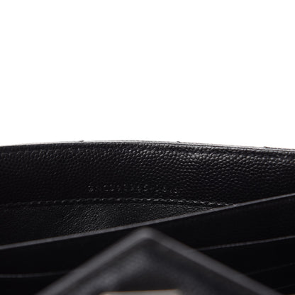 Saint Laurent Grain De Poudre Matelasse Chevron Small Monogram Chain Wallet Black 10 of 12