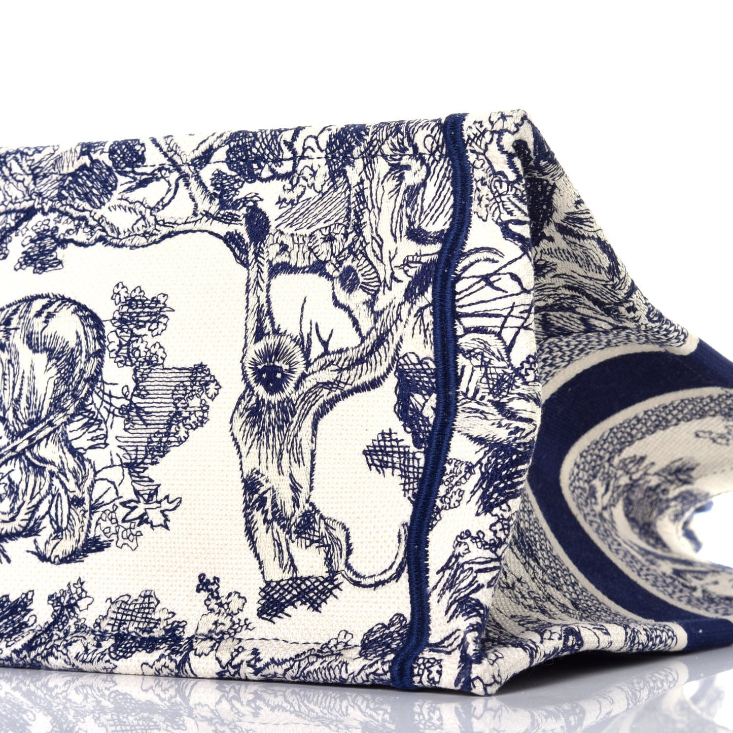 Canvas Embroidered Medium Dioriviera Toile De Jouy Book Tote Blue