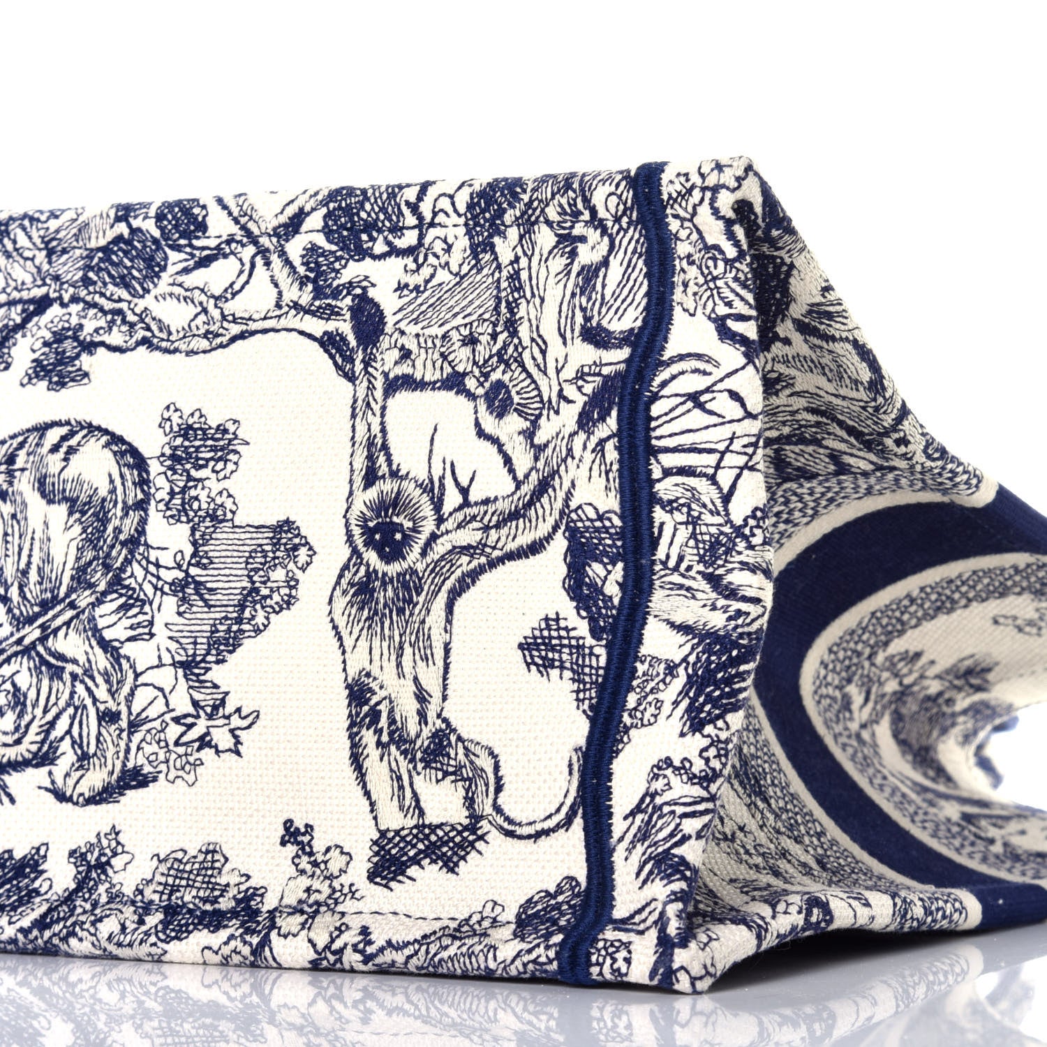 Christian Dior Canvas Embroidered Medium Dioriviera Toile De Jouy Book Tote Blue 8 of 8