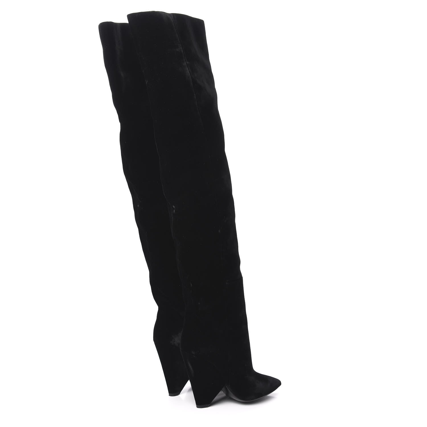 Saint Laurent Velvet Niki 105 Thigh High Boots 36.5 Black 4 of 8