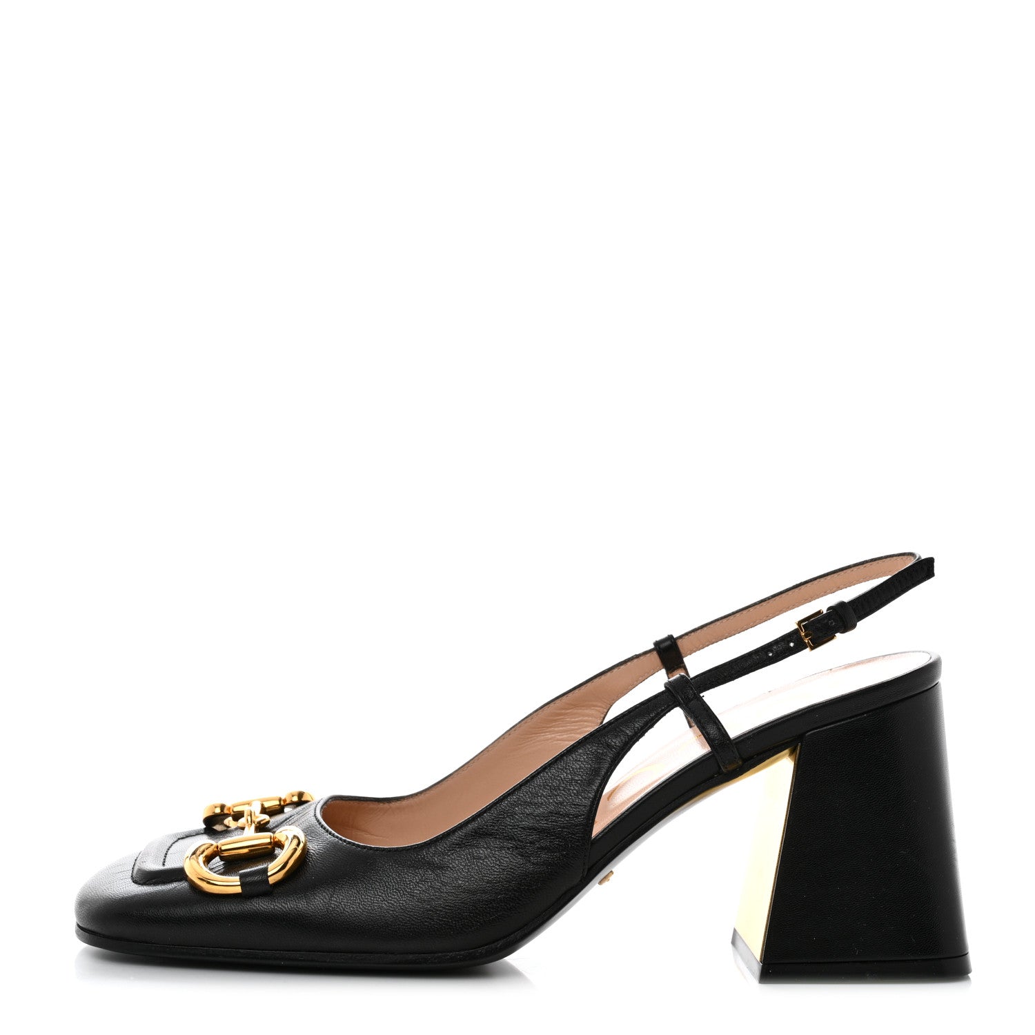 Gucci Malaga Kid Horsebit 75mm Slingback Pumps 38.5 Black 1 of 7