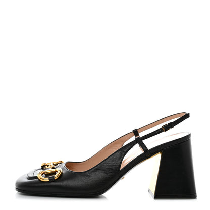 Gucci Malaga Kid Horsebit 75mm Slingback Pumps 38.5 Black 1 of 7