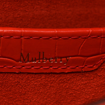 Mulberry Calfskin Crocodile Embossed Medium Harlow Satchel Orange 7 of 12