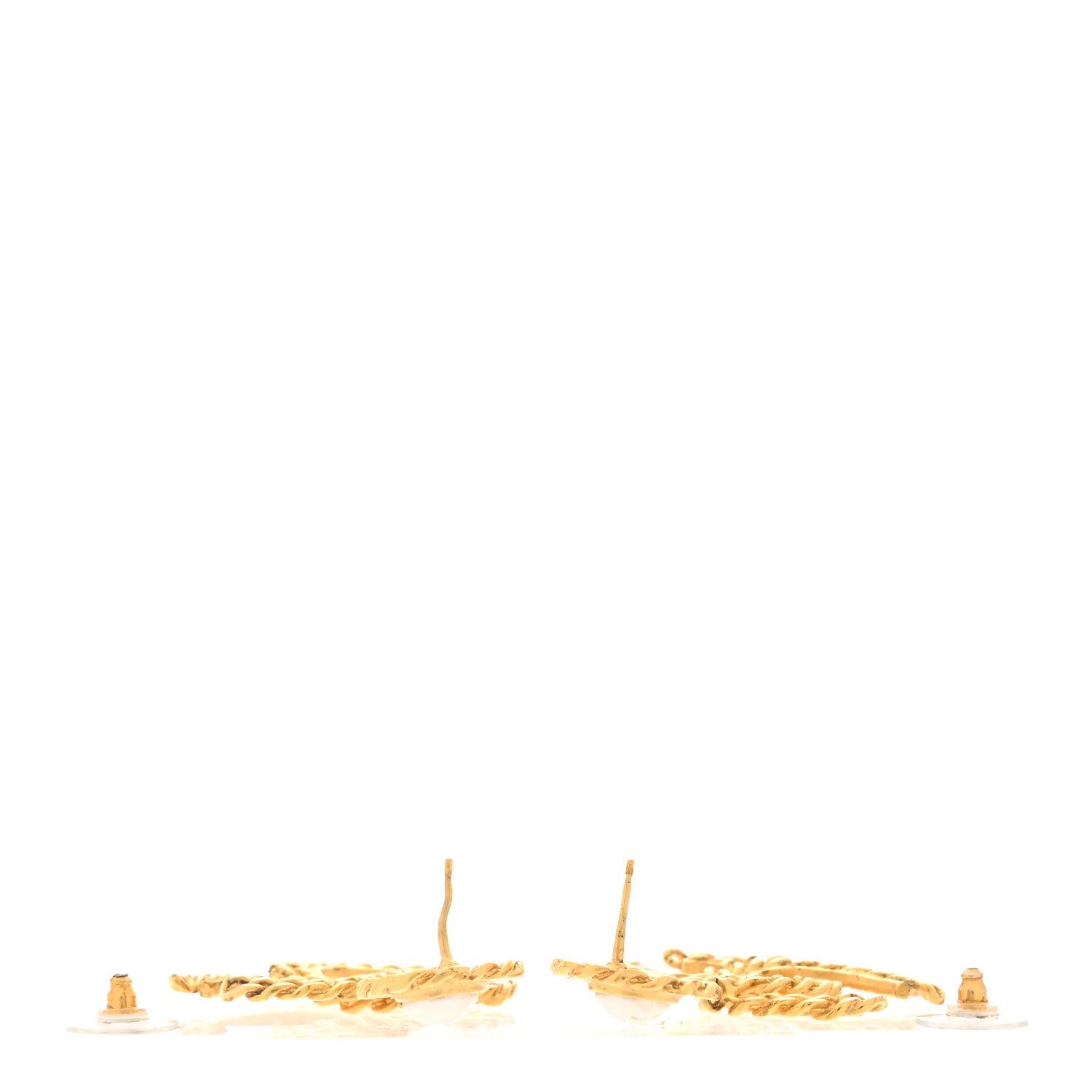 Chanel Metal Pearl CC Chain Drop Earrings Gold 3 of 6