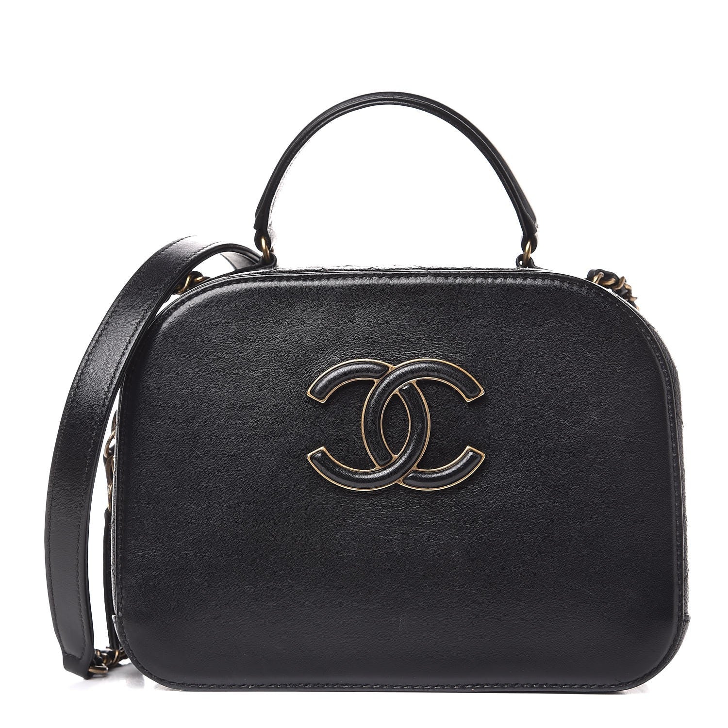 Chanel Shiny Calfskin Goatskin Small Coco Curve Vanity Bag Black 1 of 7