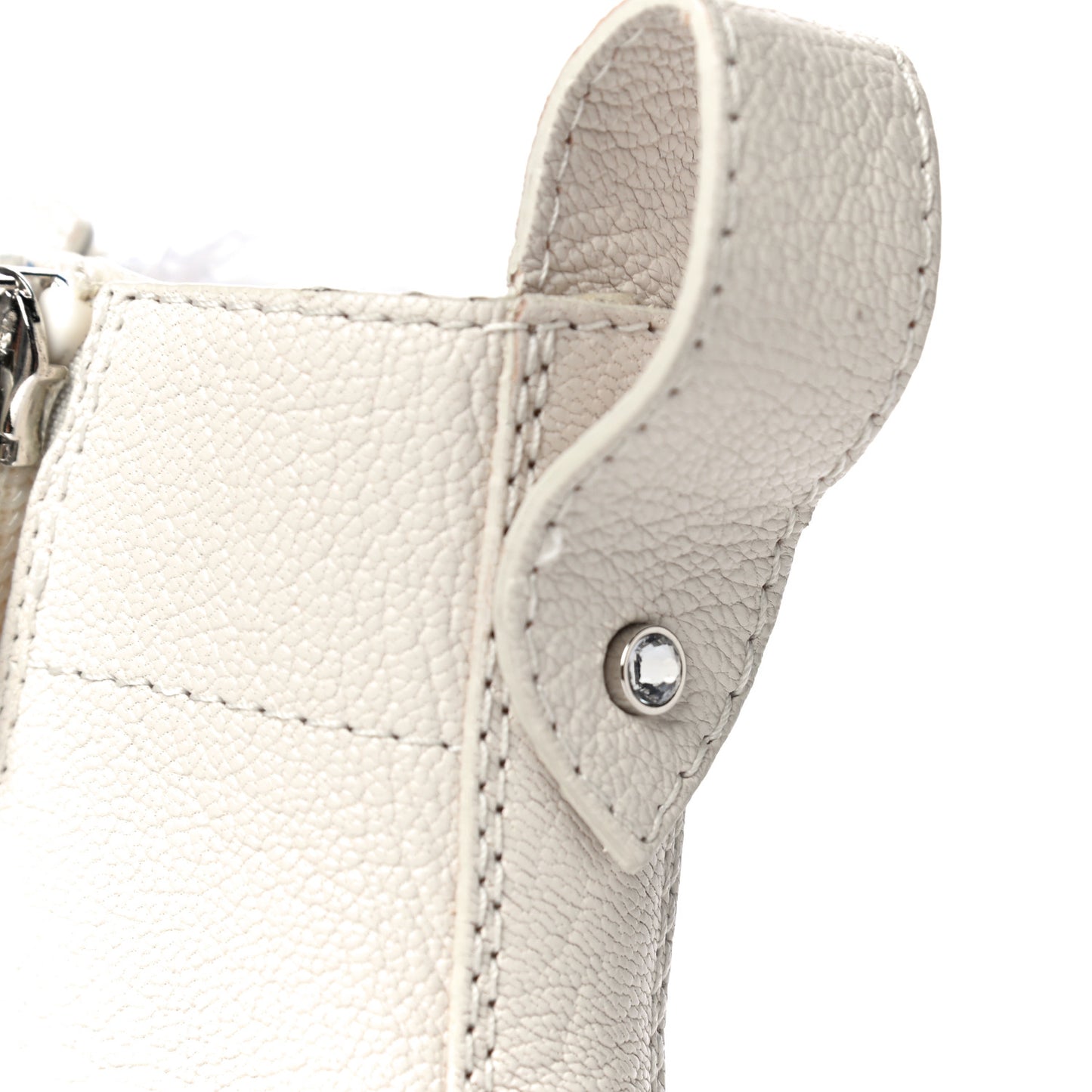 Goatskin Pearl Embellished Cruz Combat Boots 38.5 White