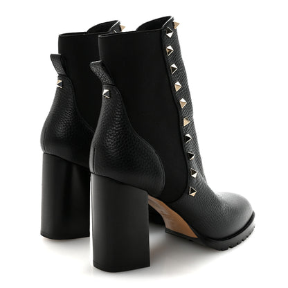 Valentino Garavani Grained Calfskin Rockstud Chelsea 80mm Ankle Boots 37 Black 5 of 9