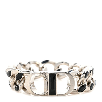 Christian Dior Brass Diamond CD Icon Chain Bracelet Silver 1 of 5