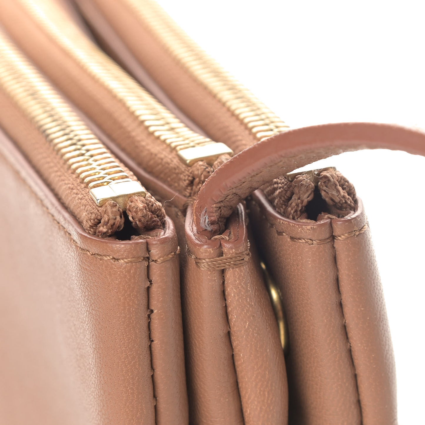 Lambskin Large Trio Crossbody Bag Camel