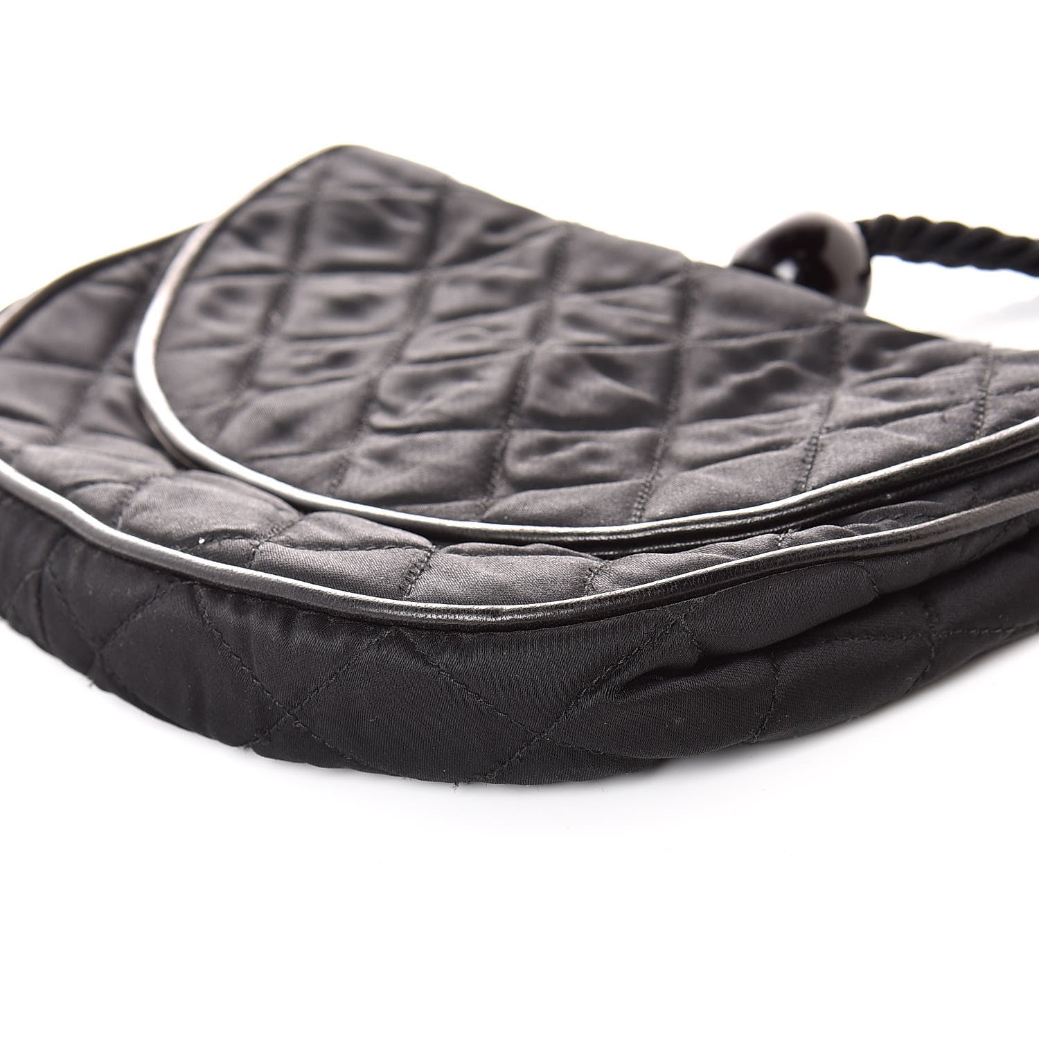 Chanel Satin Quilted Evening Clutch Black 6 of 12
