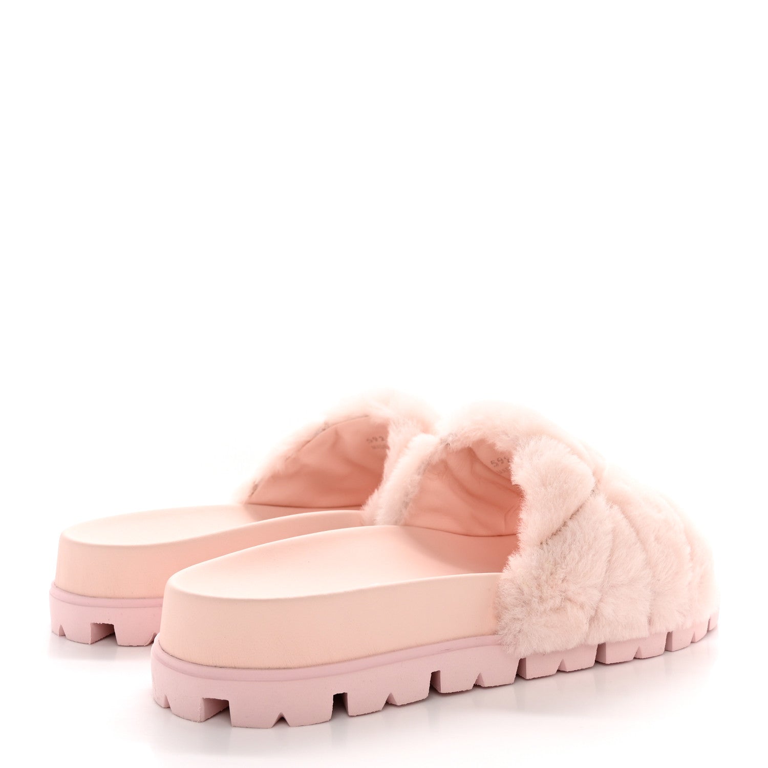 Prada Shearling Metal Triangle Logo Lug Sole 20mm Slide Sandals 38.5 Orchidea 4 of 9