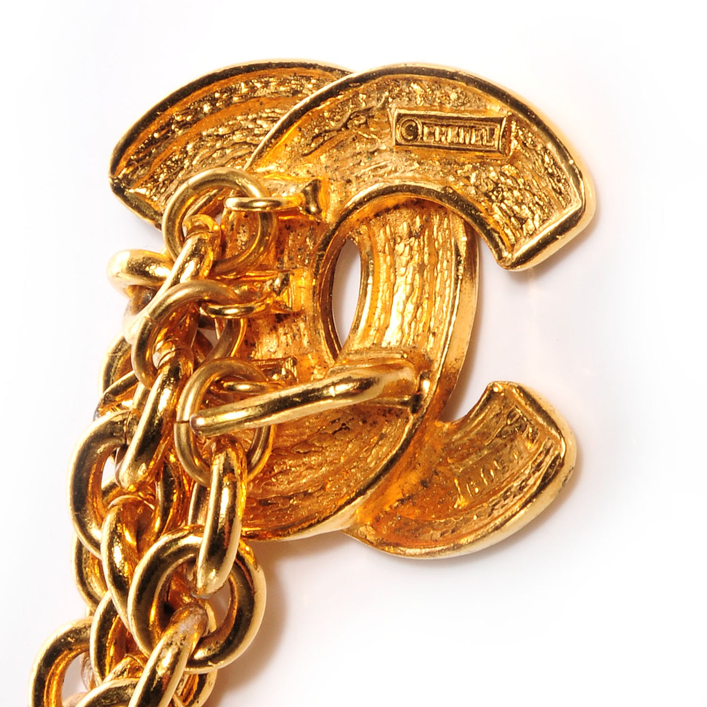 Quilted CC Chain Belt Gold
