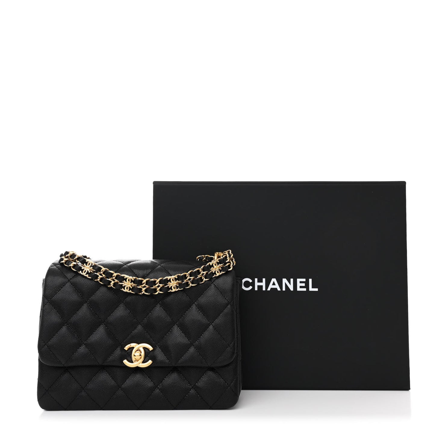 Caviar Quilted Coco First Flap Black