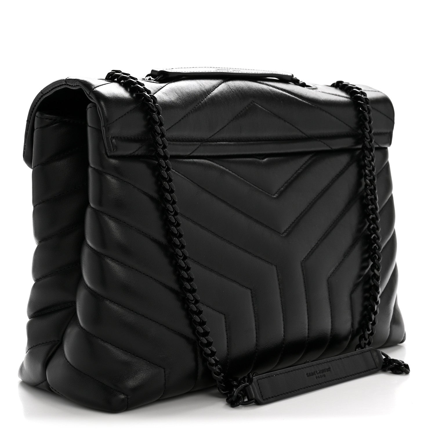 Saint Laurent Calfskin Y Quilted Monogram Monochrome Medium Loulou Chain Satchel Black 3 of 13