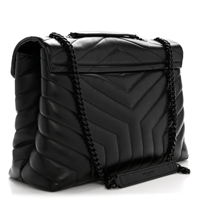 Saint Laurent Calfskin Y Quilted Monogram Monochrome Medium Loulou Chain Satchel Black 3 of 13