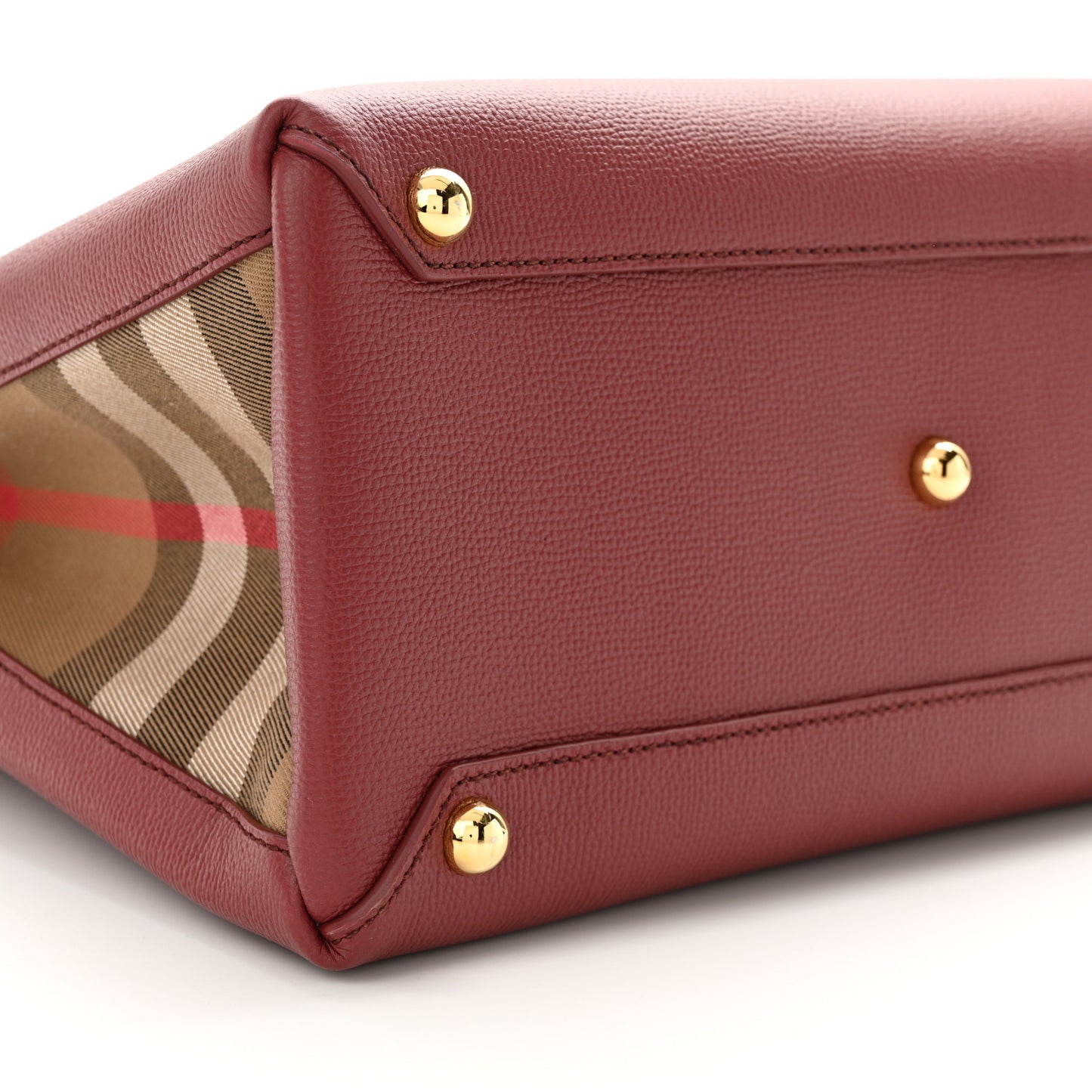 Grainy Calfskin House Check Medium Banner Tote Mahogany Red