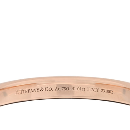 Tiffany 18K Yellow White Gold Diamond Tiffany Lock Half Pave Bangle Bracelet 3 of 5