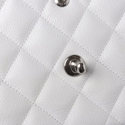 Chanel Caviar Quilted Jumbo Double Flap White 9 of 14