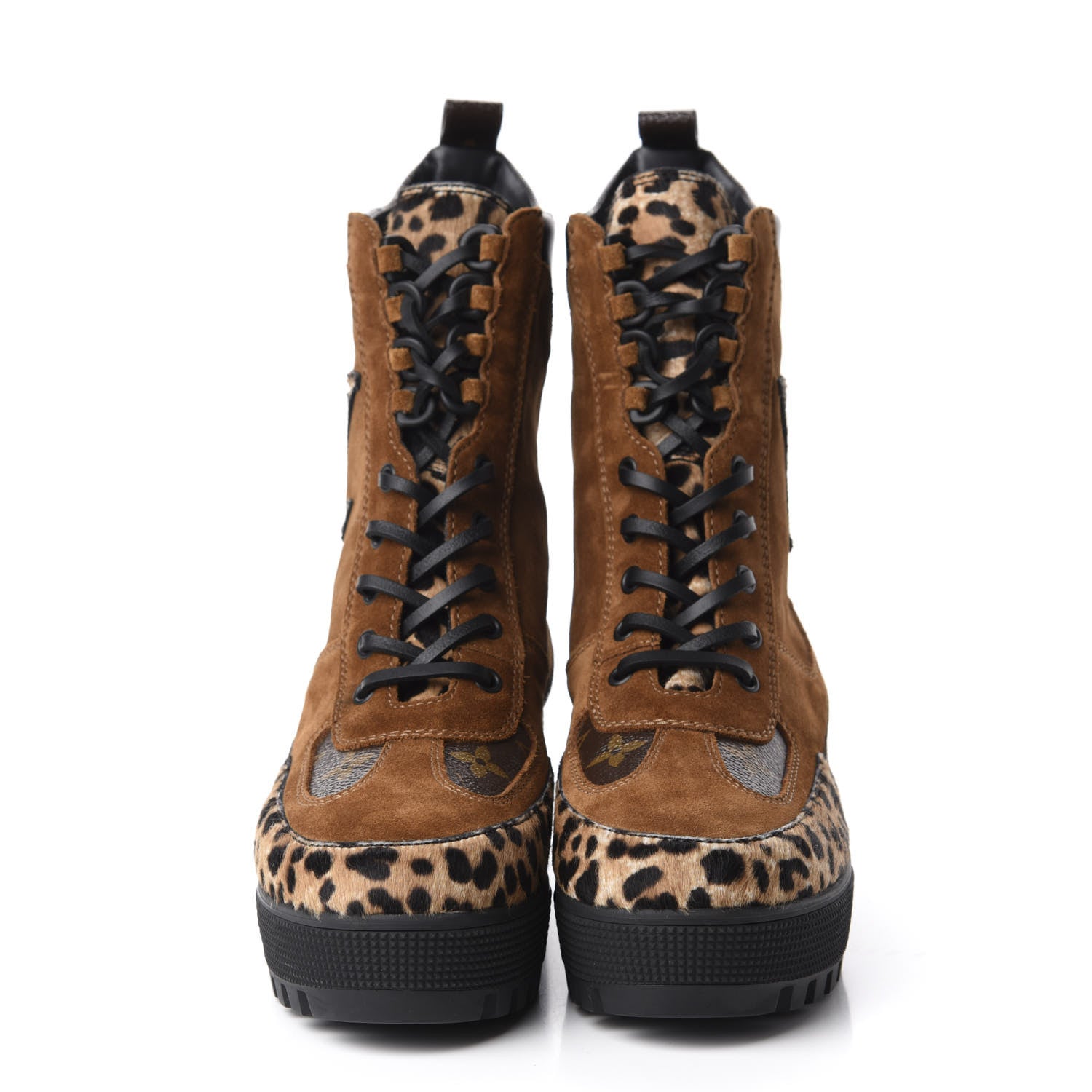Louis Vuitton Suede Calfskin Monogram Calf Hair Laureate Platform Desert Boots 39 Cognac 2 of 9