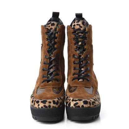 Louis Vuitton Suede Calfskin Monogram Calf Hair Laureate Platform Desert Boots 39 Cognac 2 of 9
