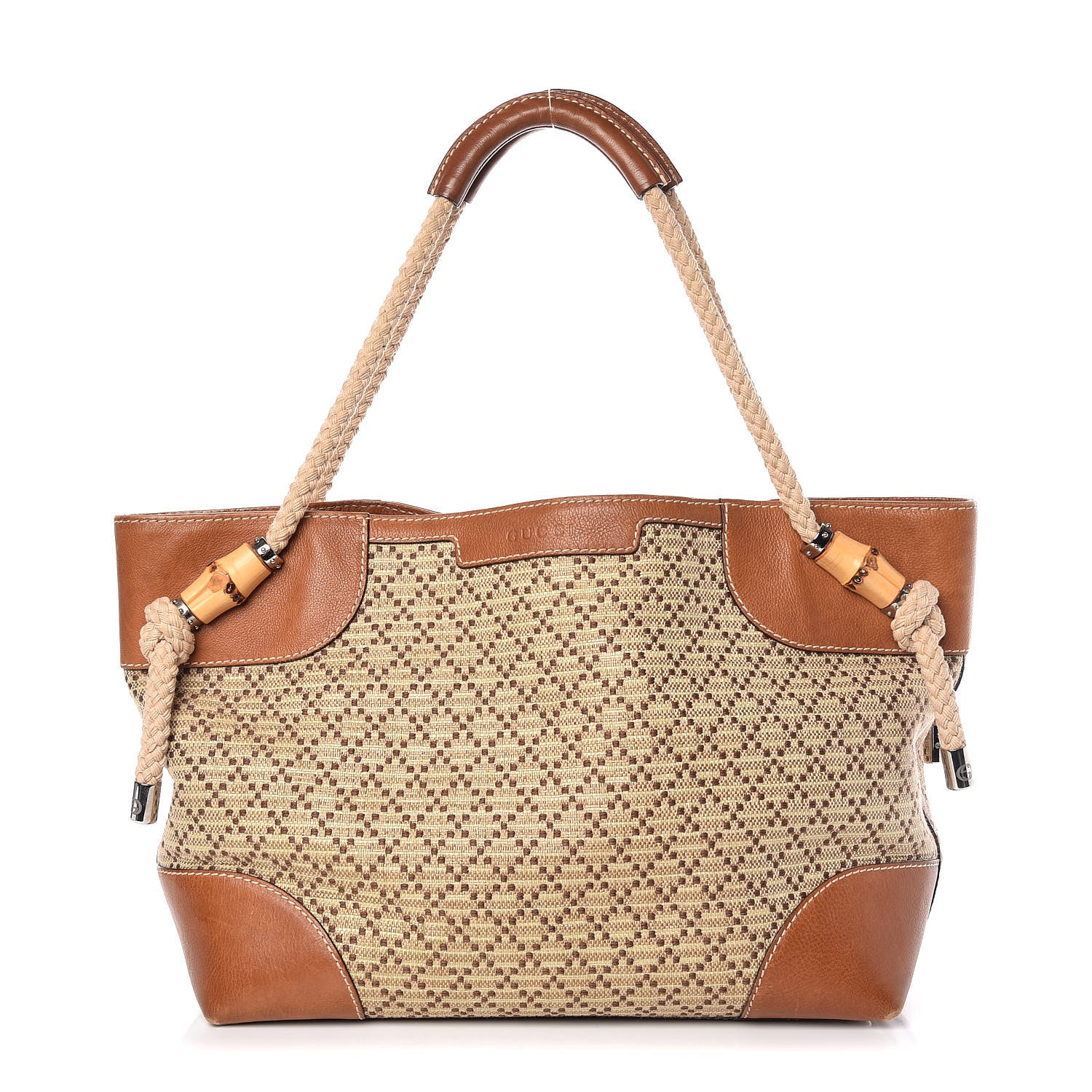 Gucci Straw Diamante Maui Tote Brown 1 of 11