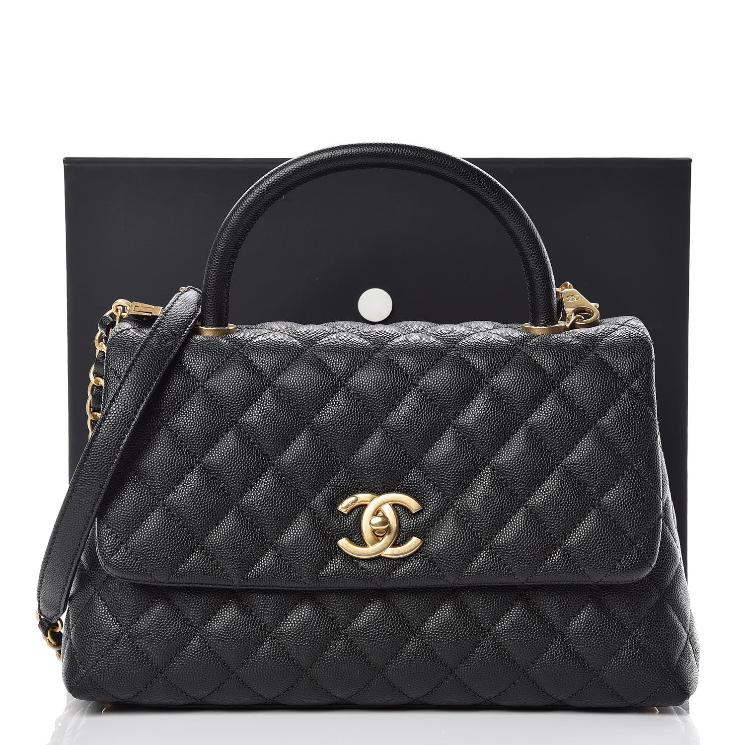 Chanel Caviar Quilted Small Coco Handle Flap Black 10 of 10