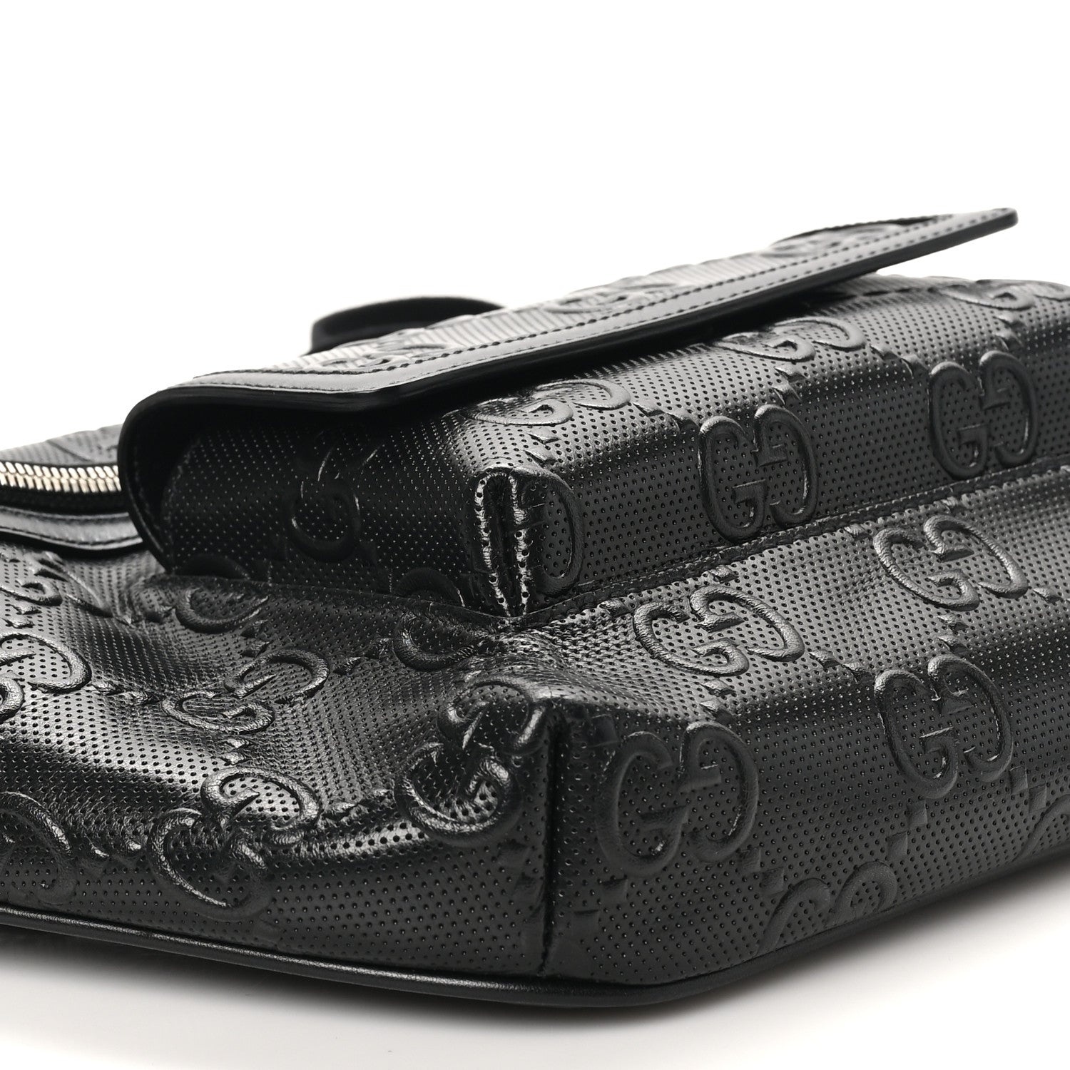 Gucci Calfskin GG Tennis Embossed Pocket Belt Bag Black 9 of 10