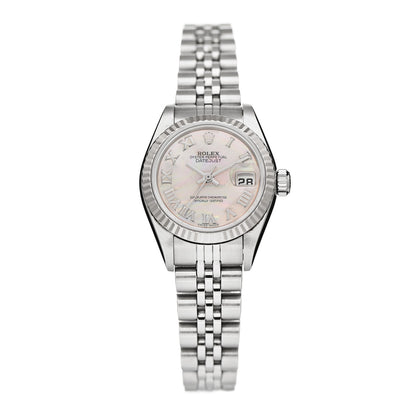 Rolex Stainless Steel 18K White Gold Mother of Pearl 26mm Oyster Perpetual Datejust Watch Roman 79174 1 of 4