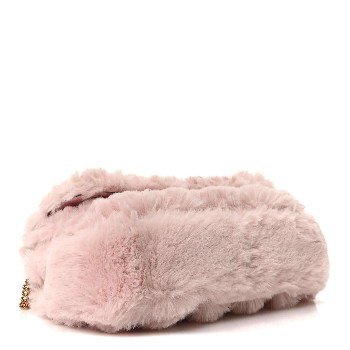 Faux Fur Quilted Virtus V Mini Chain Flap Shoulder Bag English Rose