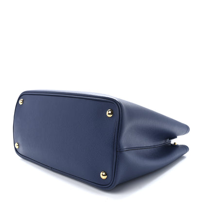 Prada Saffiano Cuir Medium Double Bag Bleuette Rosso 10 of 12