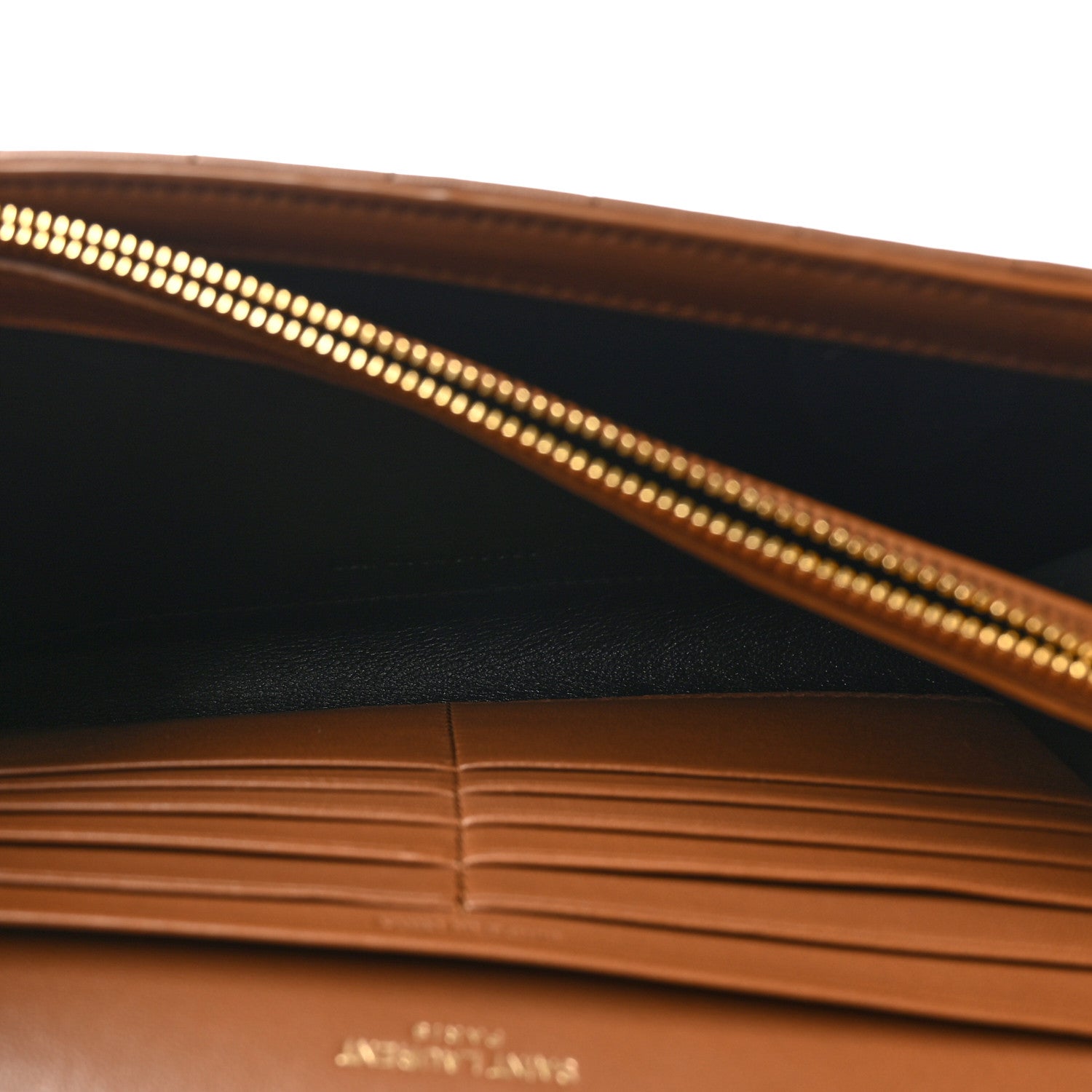 Saint Laurent Lambskin Carre Quilted Cassandre Chain Wallet Brown 6 of 12