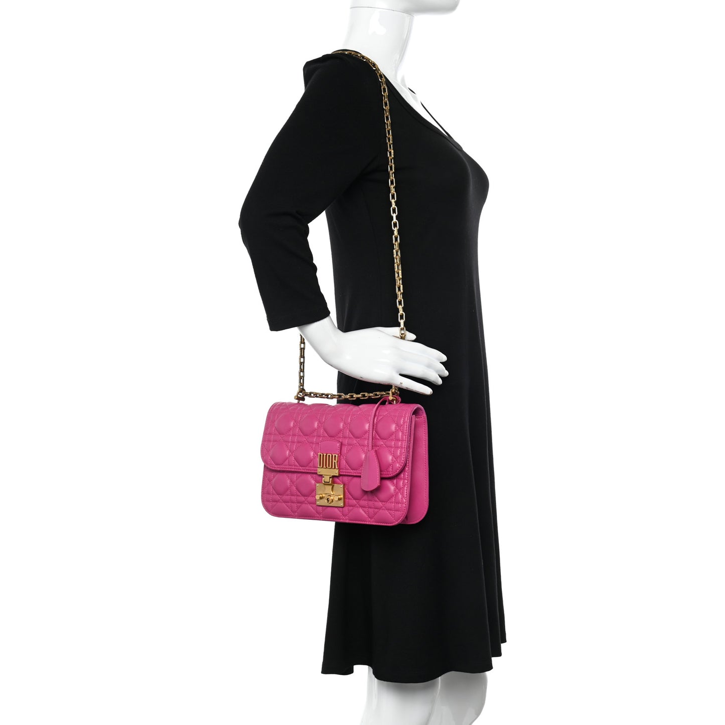 Lambskin Cannage Large Dioraddict Flap Fuchsia