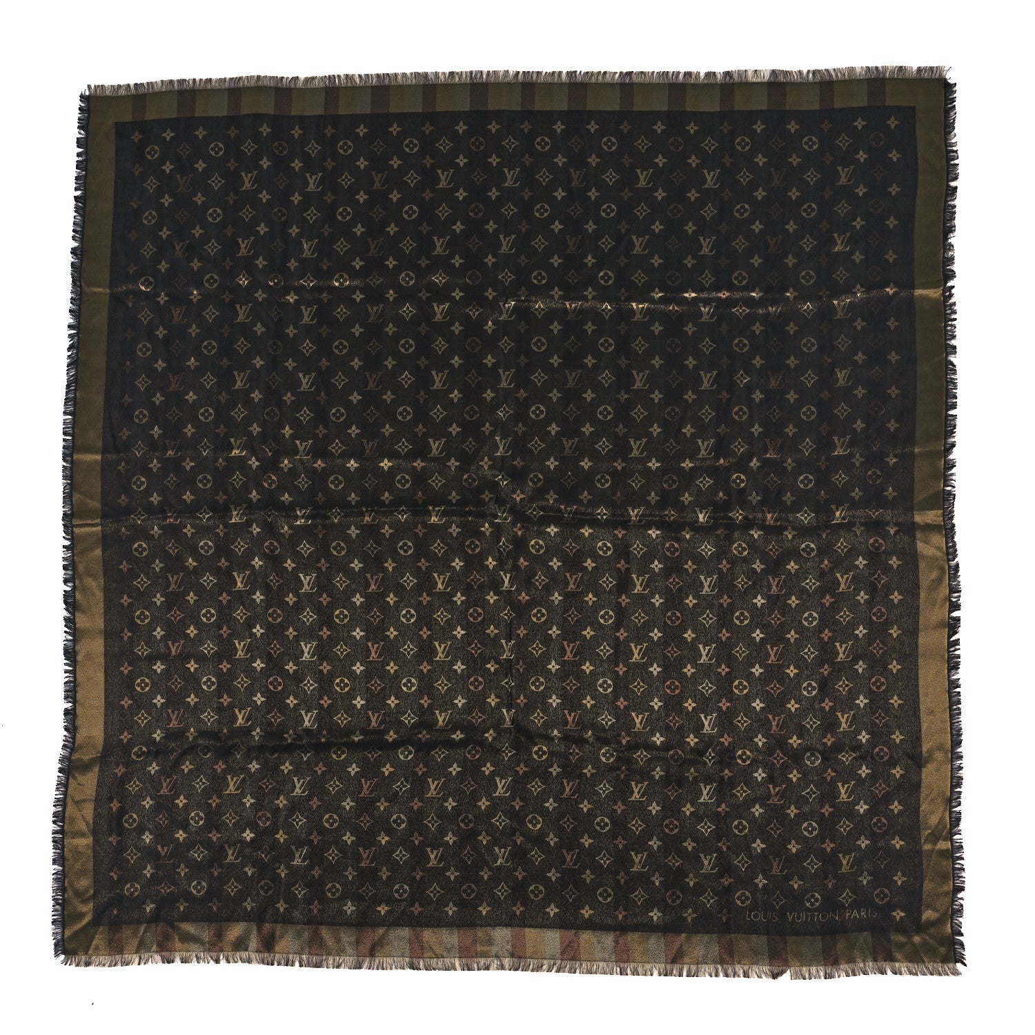 Louis Vuitton Silk Lurex Wool So Shine Monogram Shawl Black 1 of 3