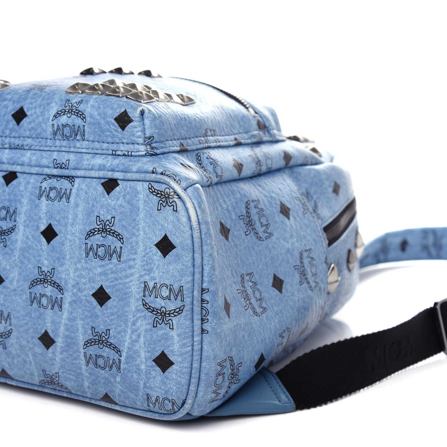 MCM Visetos Studded Small Stark M Backpack Blue 9 of 10