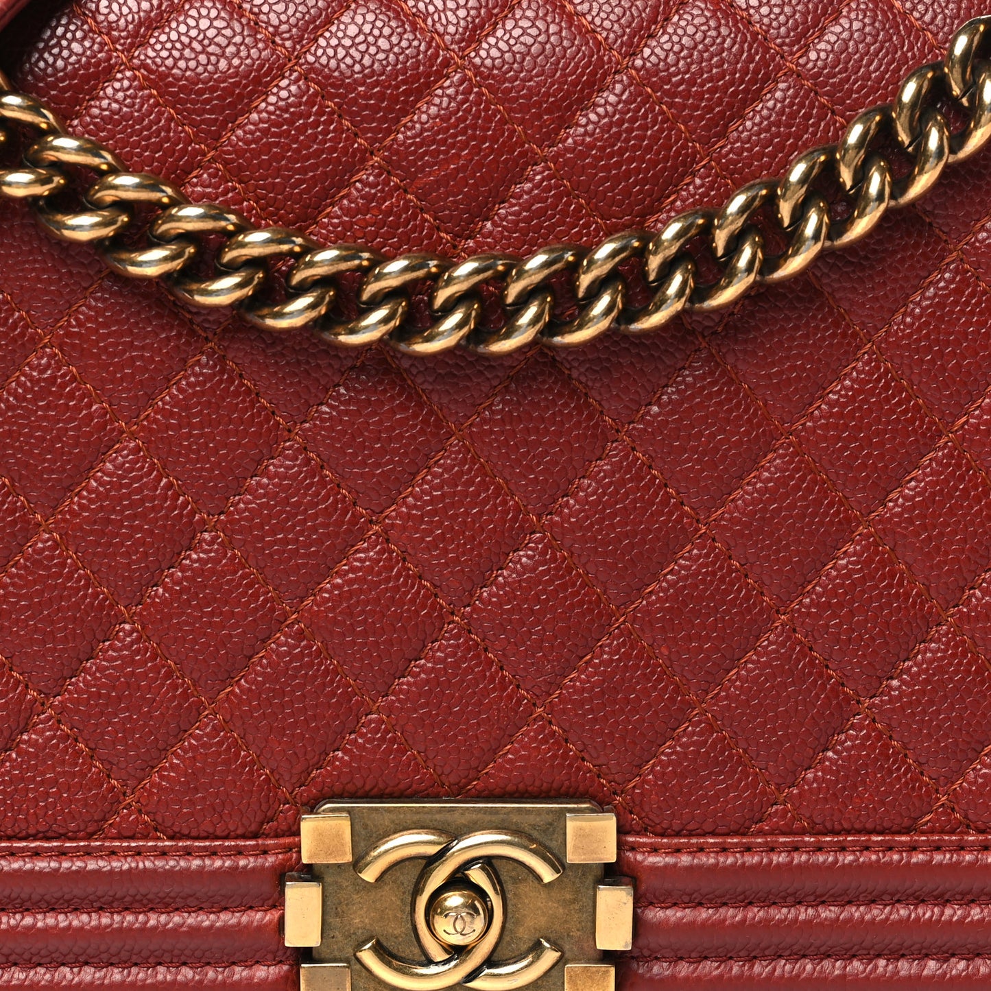 Caviar Quilted New Medium Boy Flap Dark Red