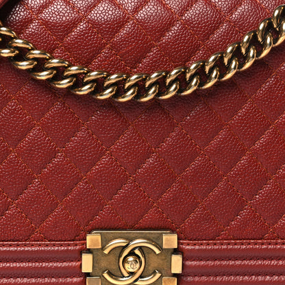 Chanel Caviar Quilted New Medium Boy Flap Dark Red 8 of 10