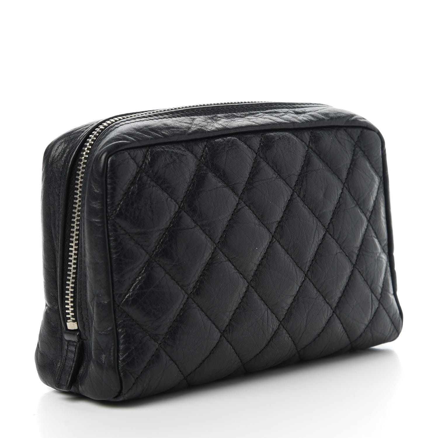 Chanel Aged Calfskin Quilted Cambon Cosmetic Case Black 3 of 10