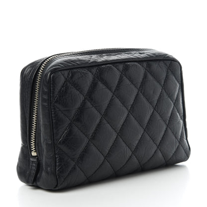 Chanel Aged Calfskin Quilted Cambon Cosmetic Case Black 3 of 10