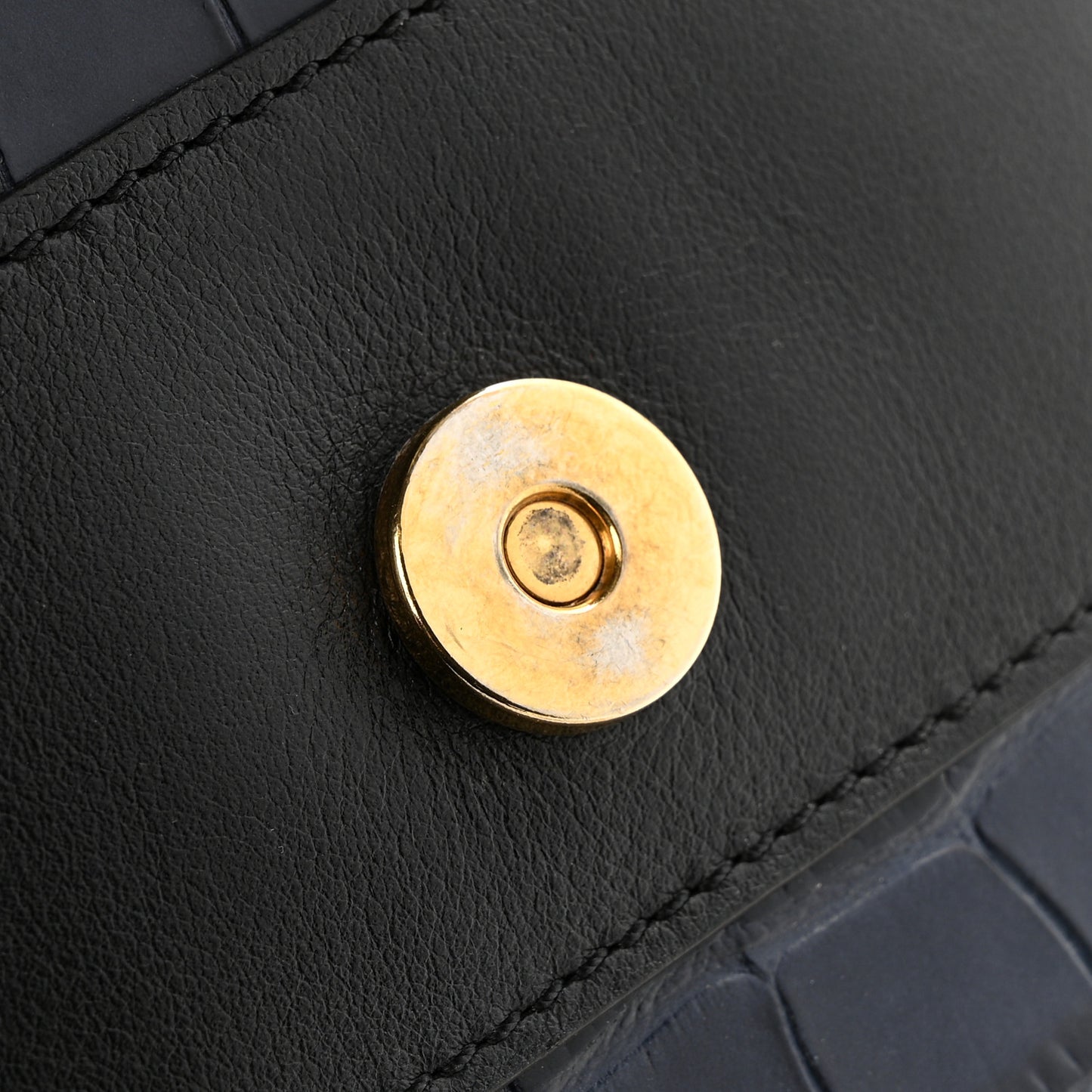 Calfskin Crocodile Embossed Small Aby Lock Full Blue