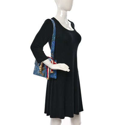 Gucci Shangai Calfskin Web New Flora Small Sylvie Shoulder Bag Azure 2 of 10