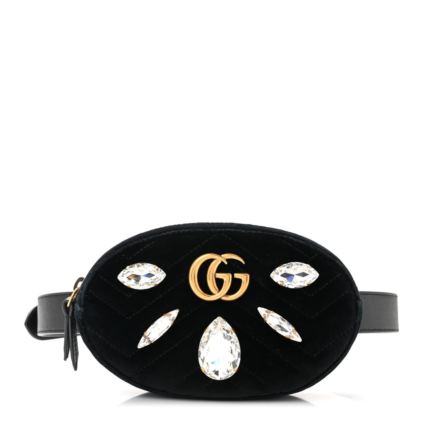 Velvet Matelasse Marquise Crystals GG Marmont Belt Bag 95 38 Black