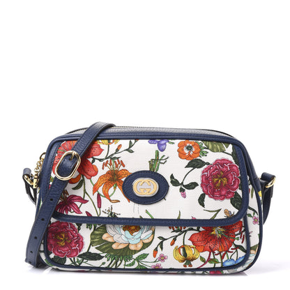 Gucci Canvas Flora Floral Shoulder Bag White Blue Agata Mulitcolor 1 of 10