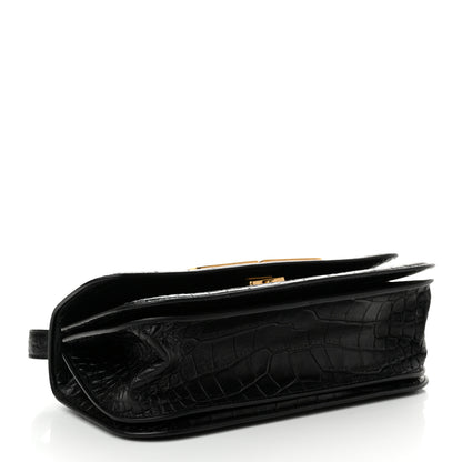 Balenciaga Extra Supple Calfskin Crocodile Embossed Small Gossip Bag Black 4 of 12