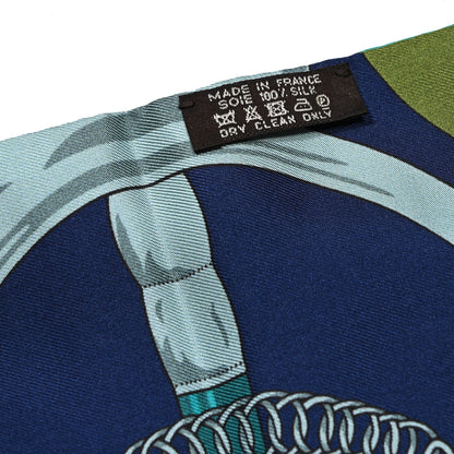 Hermes Silk Eperon D'Or Remix Maxi Twilly Vert Bleu Gris 4 of 5