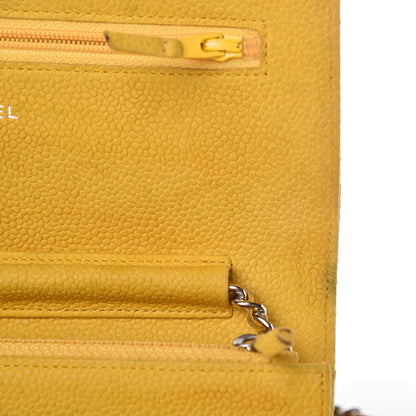 Chanel Iridescent Caviar Quilted Wallet on Chain WOC Yellow 9 of 16