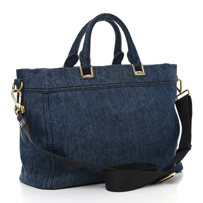 Prada Denim Large Logo Shopping Tote 3 of 11