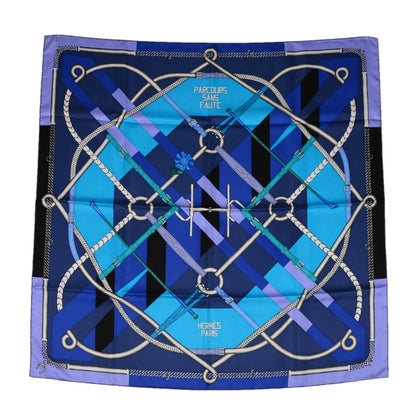 Hermes Silk Parcours Sans Faute Scarf 90 Ardoise Bleu Lagon Mauve 2 of 6